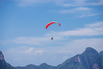 9 november 2019,Trang, Thailand. There are people playing gliders.