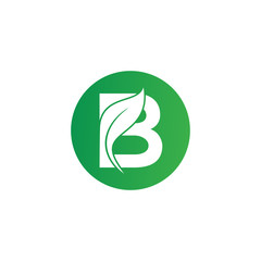 Fototapeta na wymiar Natural Leaf Letter B Modern Alphabet Circle Green Logo Vector. B Letter Logo With Leaf. Agriculture letter logo. Organic Logo.