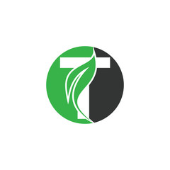 Natural Leaf Letter T Modern Alphabet Circle Green Logo Vector. T Letter Logo With Leaf. Agriculture letter logo. Organic Logo.