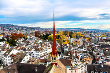 Aerial view of Zurich, Switzerland.