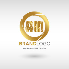 Premium Vector AM Logo in GOLD. Beautiful Logotype design for company branding