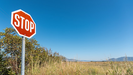 Stop sign on the road