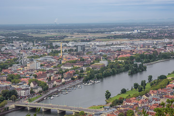 Close up of Heidelberg and the Rhine Valley seen from the Philosoph's path