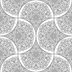 Abstract mandala fish scale seamless pattern. Ornamental tile, mosaic background. Floral patchwork infinity card. Arabic, Indian, ottoman motifs. Vector illustration.  © _aine_