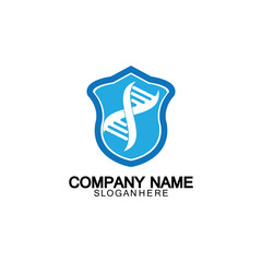DNA shield logo icon design-vector
