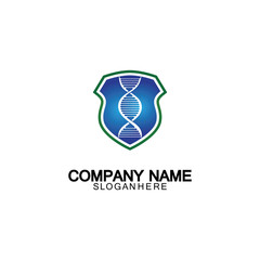 DNA shield logo icon design-vector