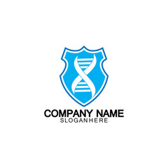 DNA shield logo icon design-vector