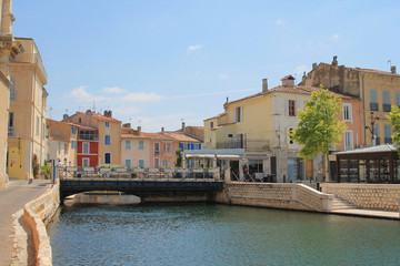 The district of the island in Martigues, called the little Venice of Provence, France