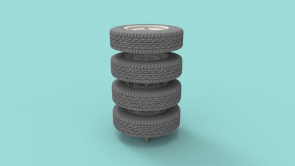 Fototapeta na wymiar 3d rendering of a tire tree isolated in colored studio background