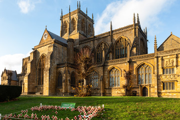 Fototapeta na wymiar Sherborne Abbey in Autumn