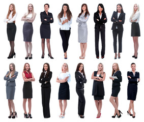 Obraz premium in full growth.collage of a group of successful young business women.