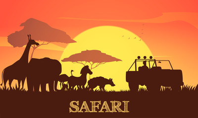 Fototapeta na wymiar Safari Sunset Poster 