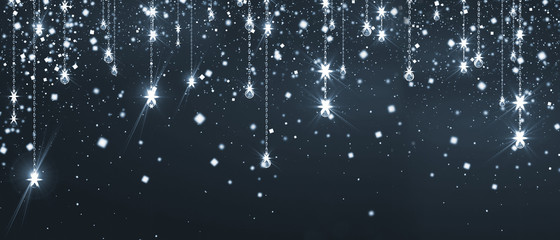 Beautiful panoramic festive background with sparkles and bokeh.
