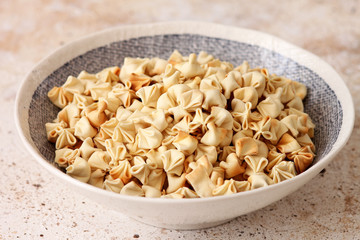 Traditional ptitim pasta (Israeli or pearl couscous)