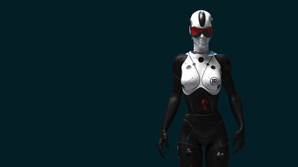 female robot on a neutral background 3d render