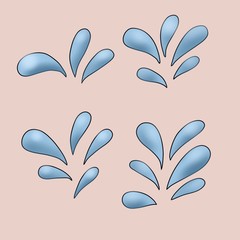 Blue abstract drops of water on a gentle pastel background. For decorating wallpaper, textiles, bedding, children’s pajamas and dishes.