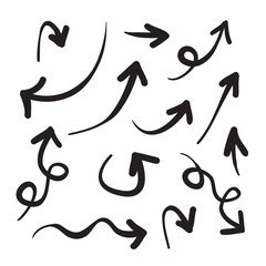 Arrows icons hand drawn vector editable set