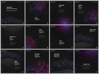 Brochure layout of square format covers design templates for square flyer, brochure design, presentation, magazine cover. Deep learning artificial intelligence, quantum computer technology concepts.