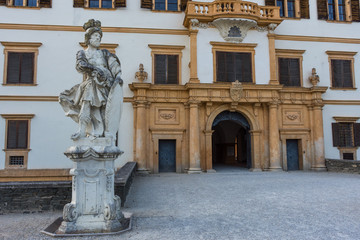 Statue in front of Eggenberg Palace, the most significant Baroque palace complex in the Austrian province of Styria