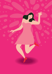 a dancing woman. Illustration for use in invitation design, greeting cards, sales advertising, product printing, etc.