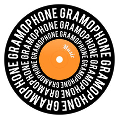 Vinyl record and gramophone text