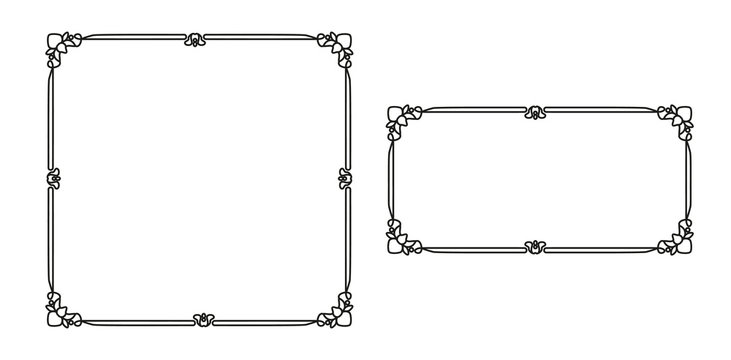 Vintage style. Photo frame. Classic ornament. Simple design. Square black frame