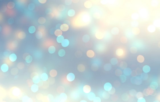 Bokeh blue yellow background. Blurry texture sparkles. Abstract template holiday. Defocus pattern glitter.