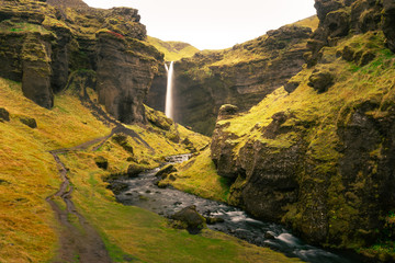 Kvernufoss waterfall in South Iceland.