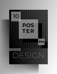 Template geometric poster, cover, brochure. Monochrome modern design. Vector 10 EPS