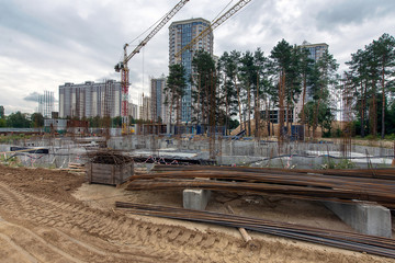 Naklejka premium city of Brovary, Ukraine September 7, 2017, construction of residential houses for the population, September 7, 2017