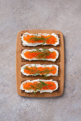 Sandwiches with trout caviar.