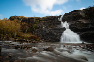 glencoe waterfalls, highlands, lochaber, scotland, uk.