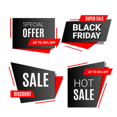 Black friday sale banner discount set with text isolated on white background. Vector illustration