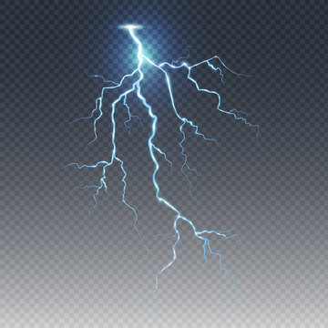 Lightnings. Magic and bright lighting effects. Vector Illustration	