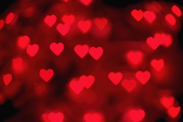 Red heart shaped bokeh as background