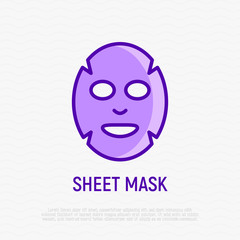 Facial sheet mask thin line icon. Modern vector illustration for beauty shop.