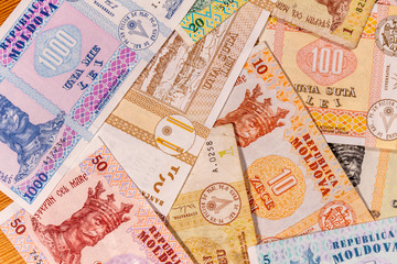 Fototapeta na wymiar Moldovan leu. MDL banknotes