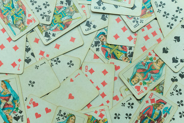 a pattern from a deck of vintage playing cards,, close-up