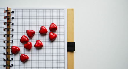 little red hearts with a notebook