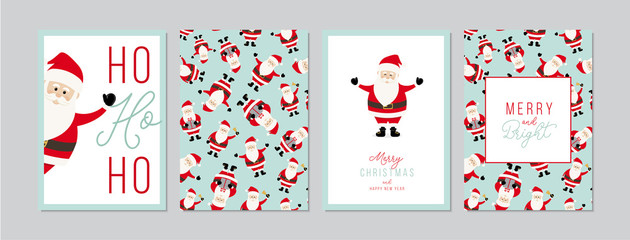 Merry Christmas cards set with hand drawn elements. Doodles and sketches vector Christmas illustrations, DIN A6