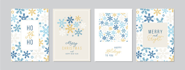 Merry Christmas cards set with hand drawn elements. Doodles and sketches vector Christmas illustrations, DIN A6 - 305083189
