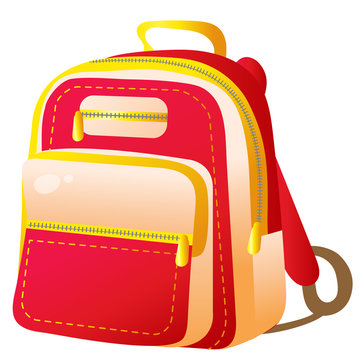 Color image of school satchel on white background. Vector illustration for kids.