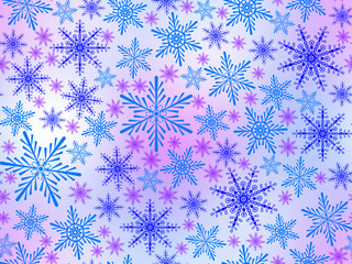 Seamless pattern. Colored snowflakes on a blue background.