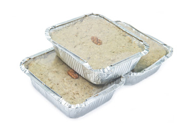 meat pate in packing on a white background