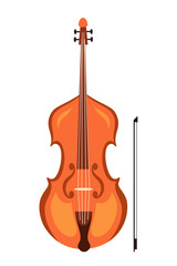 Obraz na płótnie Canvas Violin and bow flat vector illustration