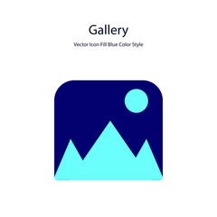 Gallery Vector Icon Fill Blue Color Style