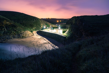 Playa de  de Santa Justa de noche, Cantabria