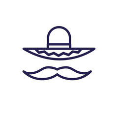 mexican culture hat and mustache fill style icon