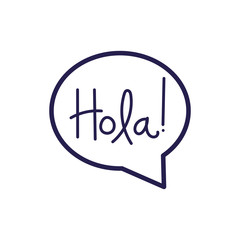 speech bubble message with hola word © Gstudio