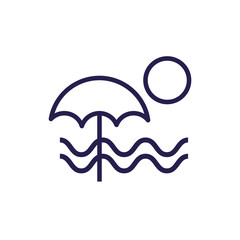 Obraz premium summer seascape with umbrealla and waves